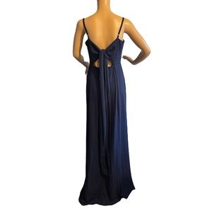 Show Me Your Mumu Size M Lauren Tie Back Flowy Chiffon Navy Blue USA Made